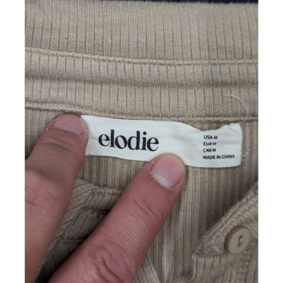 Elodie Light Brown collared ribbed long sleeve polo bodysuit Womens Medium - Picture 3 of 7